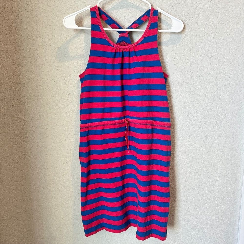 Girl’s Patagonia Pink & Navy Blue Striped Racerback Cotton Dress - Size XL EUC